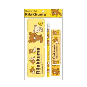 ชุดเซ็ทเครื่องเขียน Rilakkuma - 019 (กล่องดินสอ, ดินสอไม้x1, ยางลบดินสอ, ไม้บรรทัด15cm)