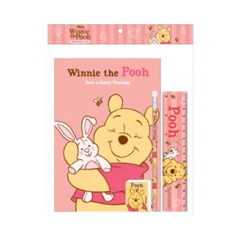 ชุดเซ็ทเครื่องเขียน Pooh - 020 (สมุด, ดินสอไม้x1, ยางลบดินสอ, ไม้บรรทัด15cm)