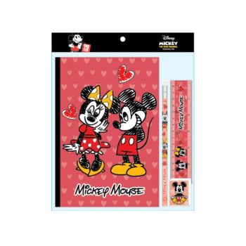 ชุดเซ็ทเครื่องเขียน Mickey Mouse - 020 (สมุด, ดินสอไม้x1, ยางลบดินสอ, ไม้บรรทัด)