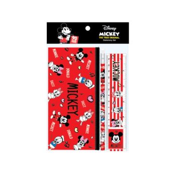 ชุดเซ็ทเครื่องเขียน Mickey Mouse - 039 (กระเป๋าดินสอ, ดินสอไม้x1, ยางลบดินสอ, ไม้บรรทัด)