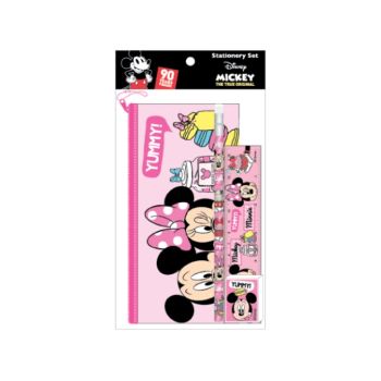 ชุดเซ็ทเครื่องเขียน Mickey Mouse - 039 (กระเป๋าดินสอ, ดินสอไม้x1, ยางลบดินสอ, ไม้บรรทัด)